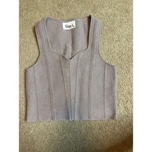 Unbranded‎ Mauve Knit Ribbed Sleeveless Crop Top Sweetheart Neckline Large